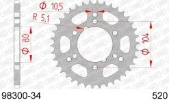 AFAM Tandwiel Achterzijde Staal 34T - 520